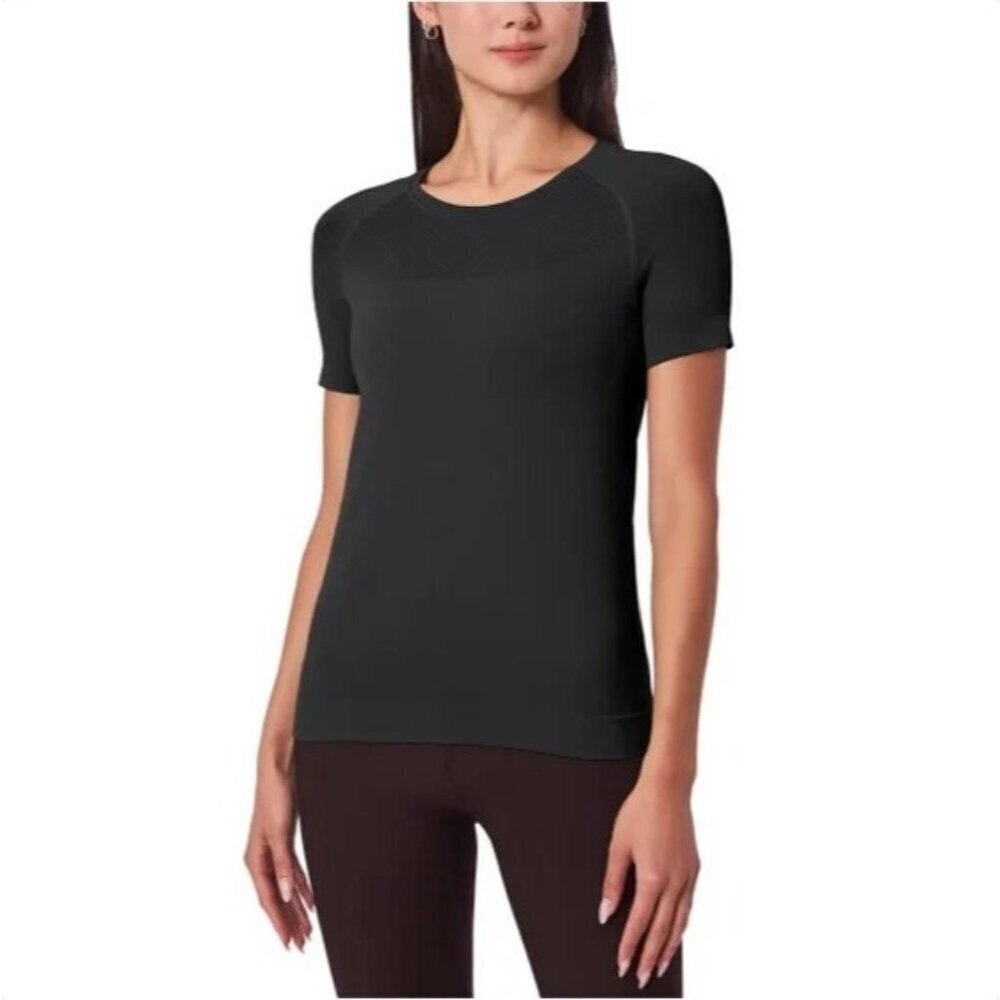 NEW Mondetta Women's L Fitted Active Seamless T-Shirt Black